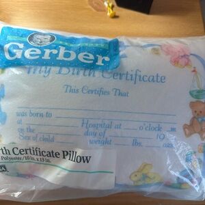 Gerber Birth Certificate Pillow